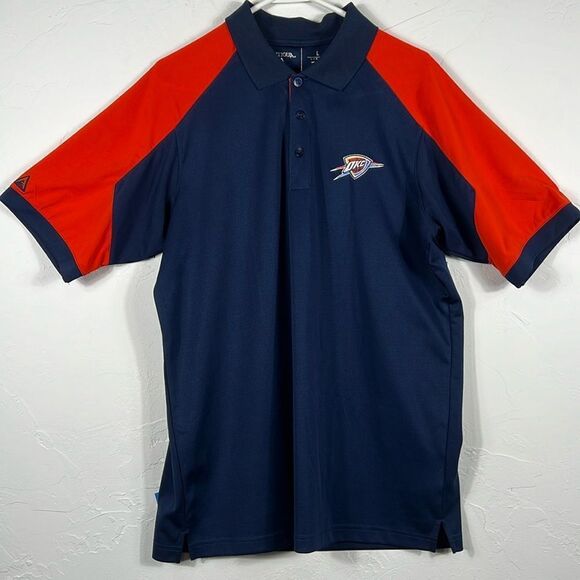 π₯π OKLAHOMA CITY THUNDERβNBA Golf Polo Shirt Men Size LARGE - PERFECT - Picture 1 of 8